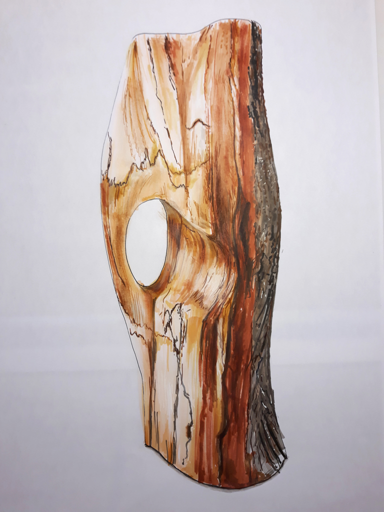Holzstück geschliffen